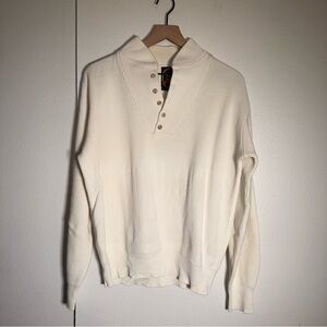 VINTAGE ALPS coastal old money style ribbed cream collared sweater L